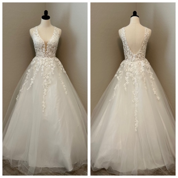 Alyce Paris Dresses & Skirts - NEW ALYCE PARIS SZ 14 WHITE ILLUSION SLEEVELESS BEADED TULLE FORMAL BALLGOWN